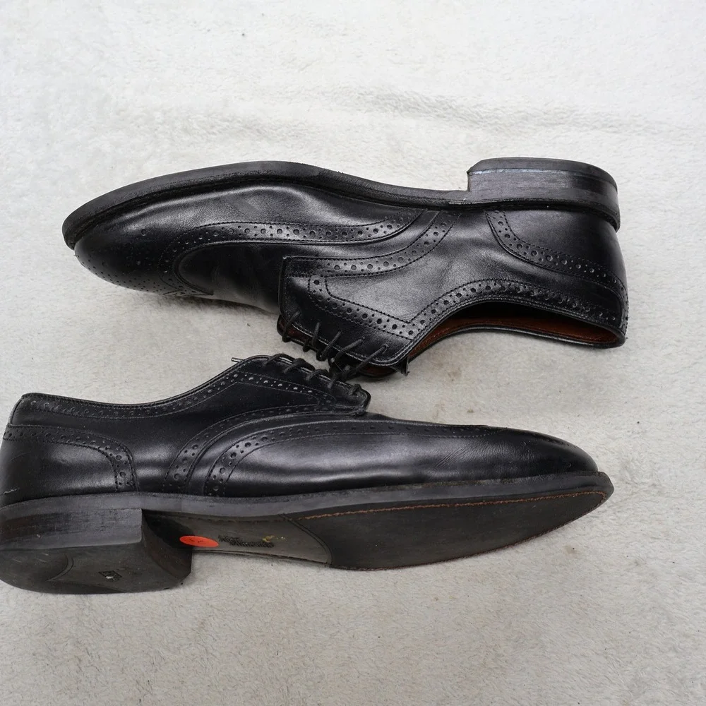 Allen Edmonds Men 9.5D Oxford Black Lombard Leather Wingtip Brogue Formal USA